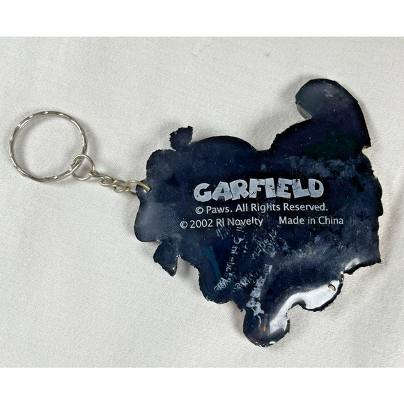 Garfield Pooky Vtg Keychain Flat Rubber Plastic Key Ring Backpack Purse Charm - Picture 2 of 7